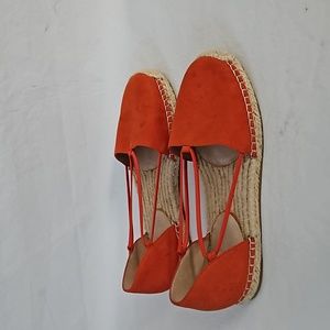Eileen Fisher Lee PERSIMMON Orange Espadrille Flats Size 7.5